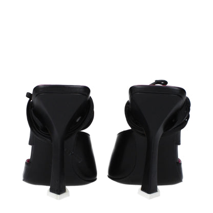 Black Leather Stiletto Heels Sandals