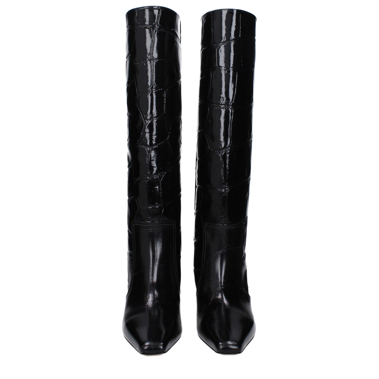 Black Leather High Heel Boots