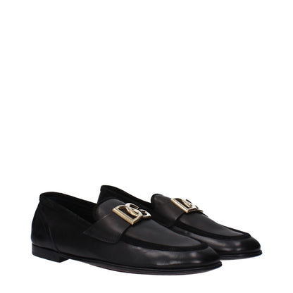 Black Leather Slip-On Loafers