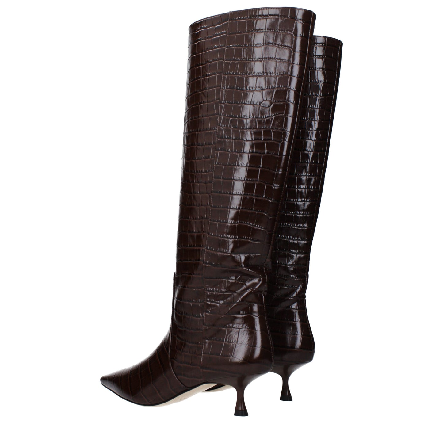 Brown Leather High Heel Boots