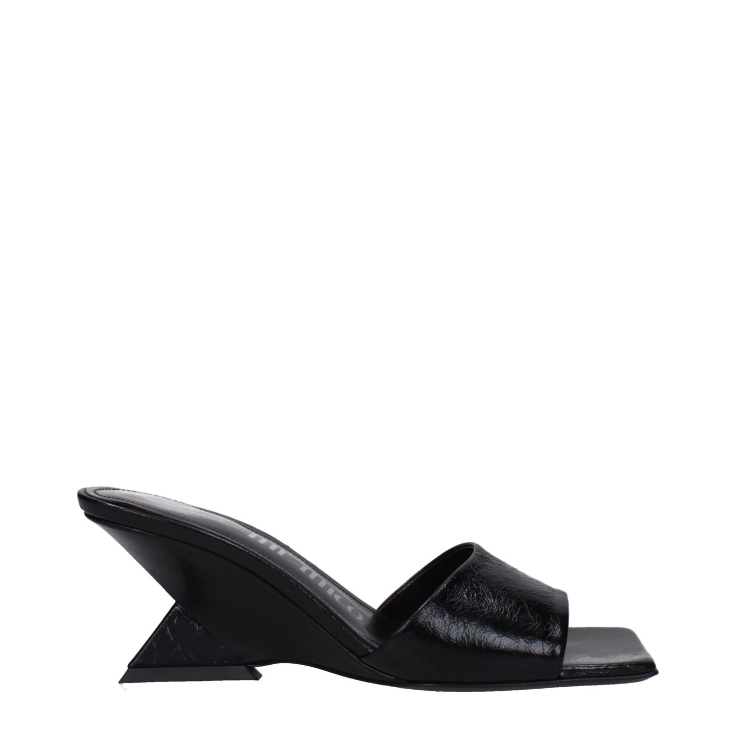Black Leather Flat Sandals