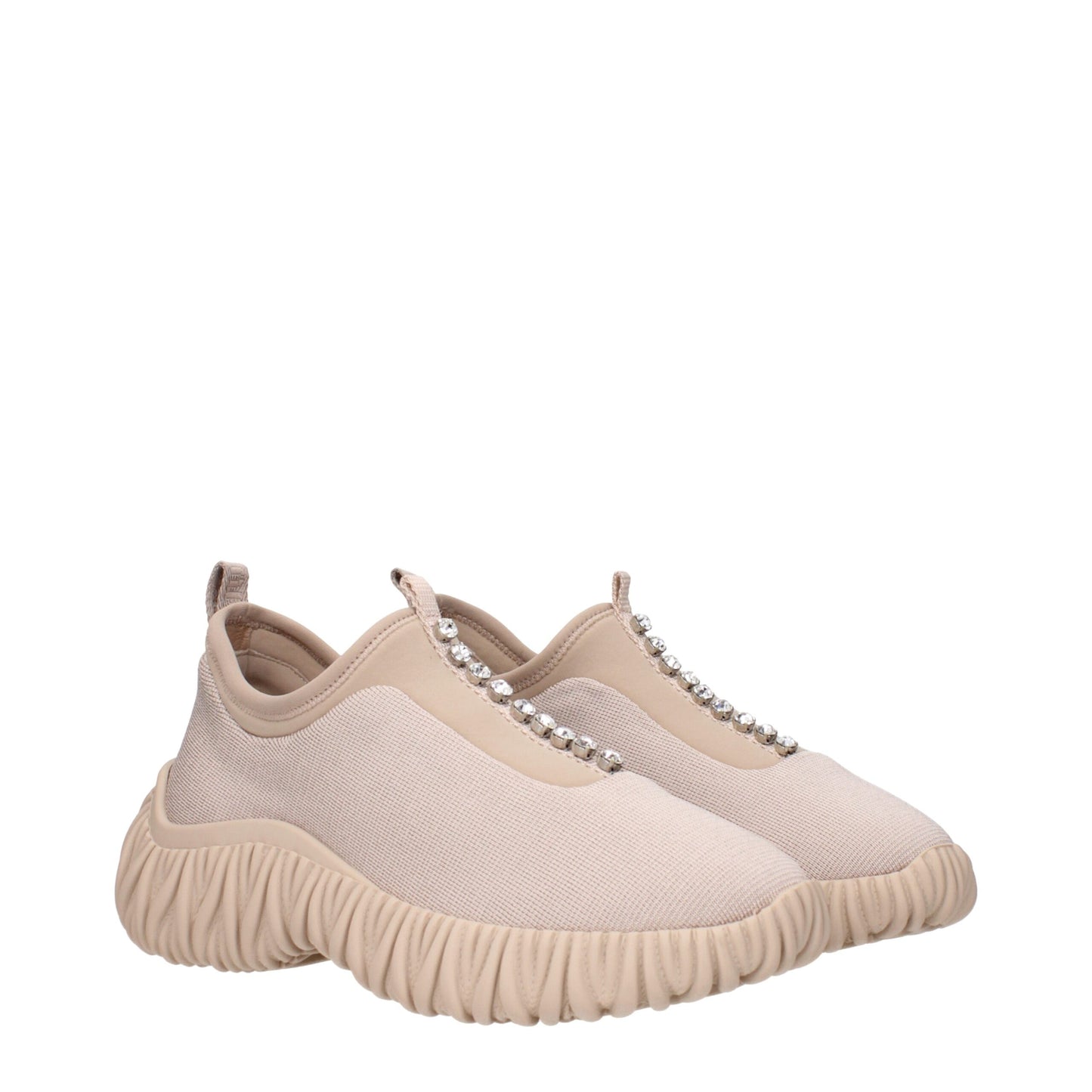 Beige Fabric Sneakers