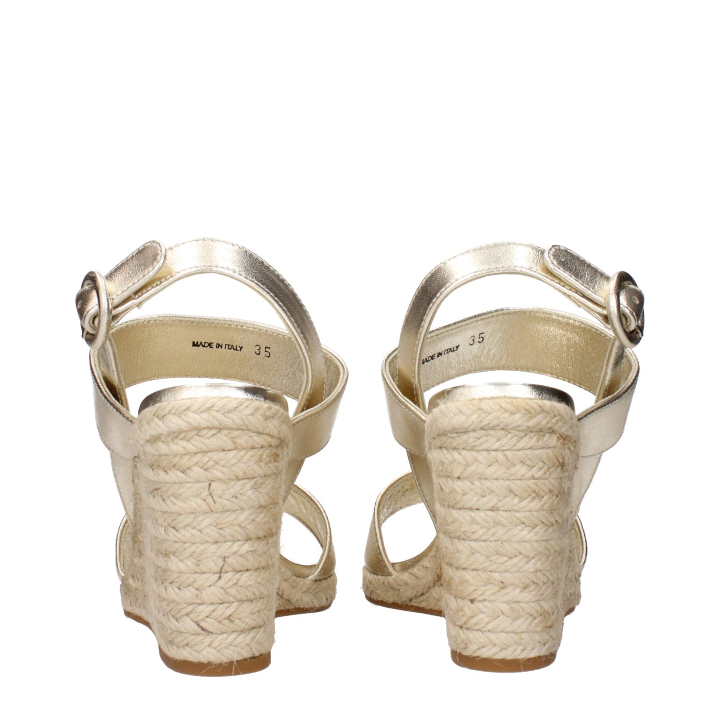 Gold Leather Wedges Sandals