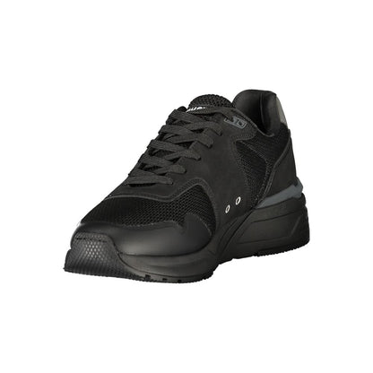Black Polyester Mens Sneaker