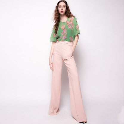 Pink Polyester Women's Trouser