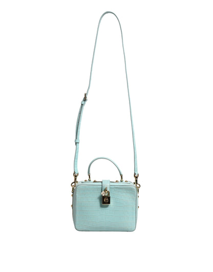 Mint Green Embossed Leather Padlock Shoulder Bag