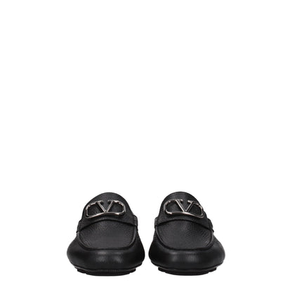 Black Leather Slip-On Loafers