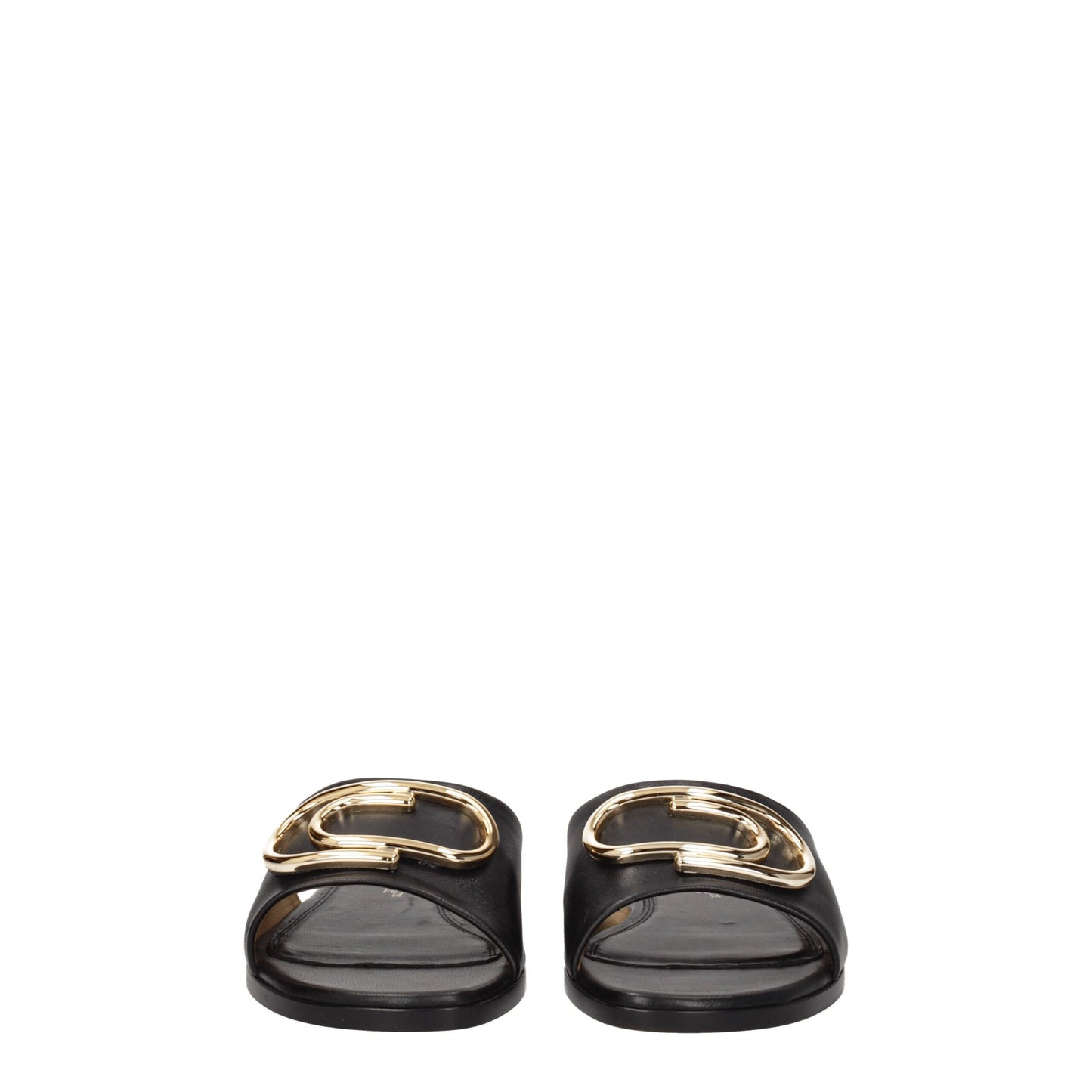 Black Leather Slippers Sandals