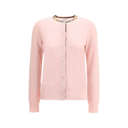 Check collar wool Cardigan