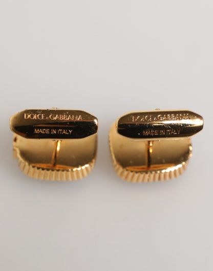 Gold Malachite Green Stone Square Men's Accessory Cufflink