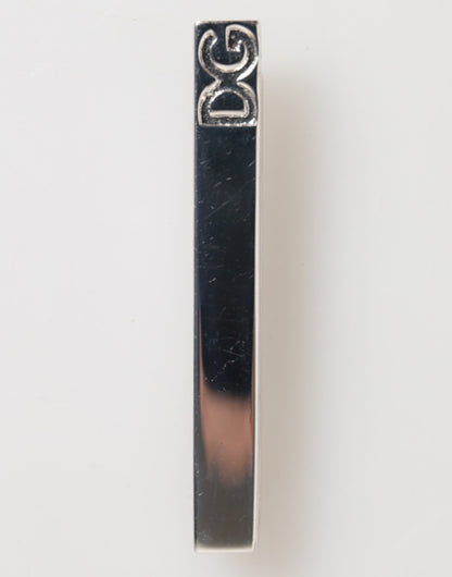 Silver Tone Brass Logo Branded Men Accessory Tie Clip Bar