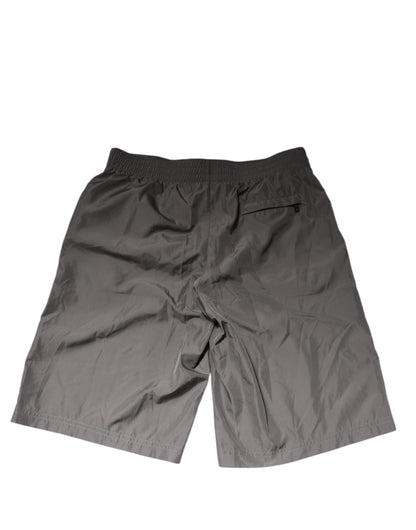 Light Gray Nylon Elastic Waist Shorts Swimwear