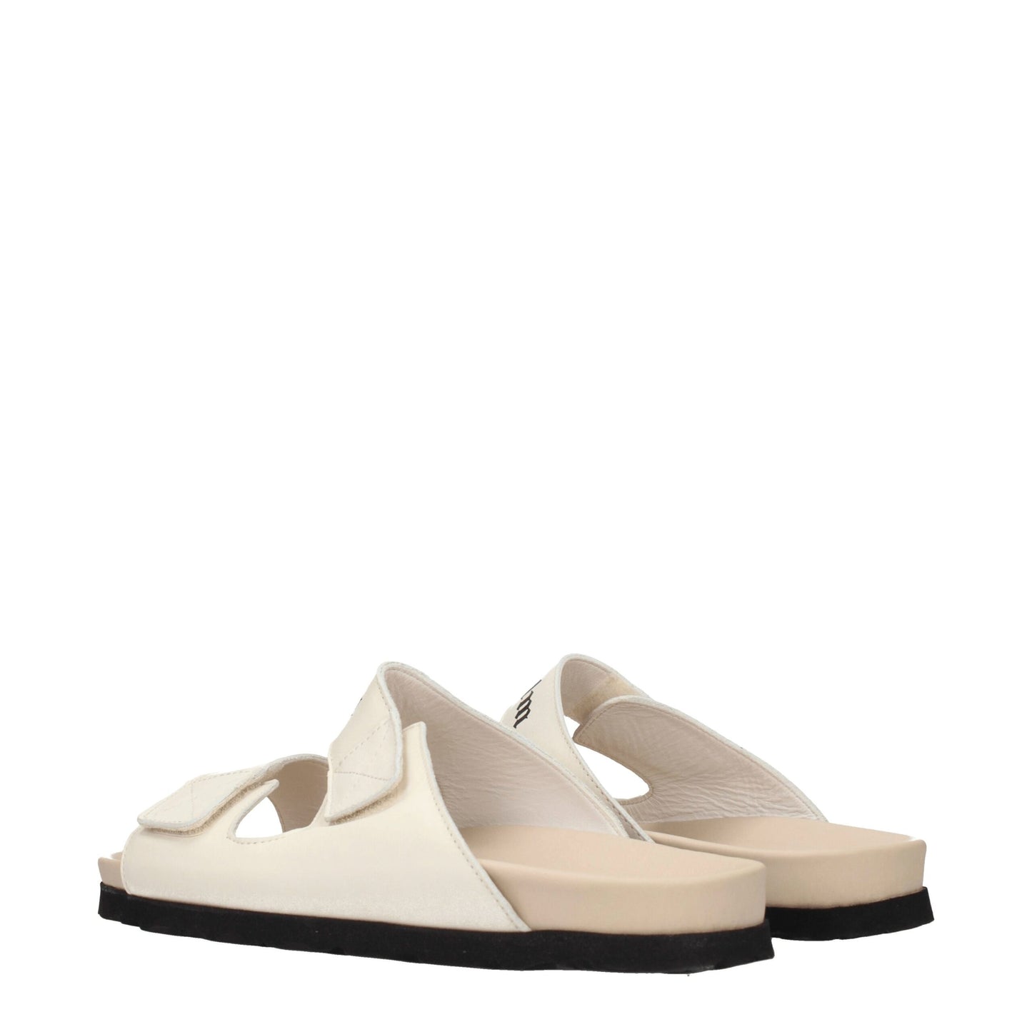 Beige Leather Slippers Sandals