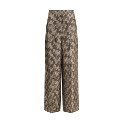 Monogram pattern silk Pants