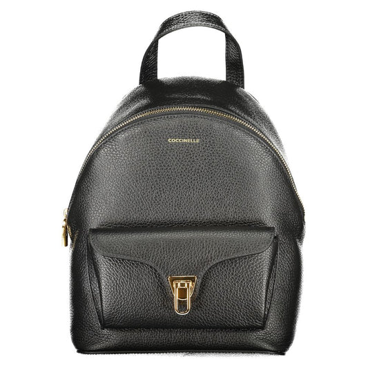 Black Leather Women Backpack