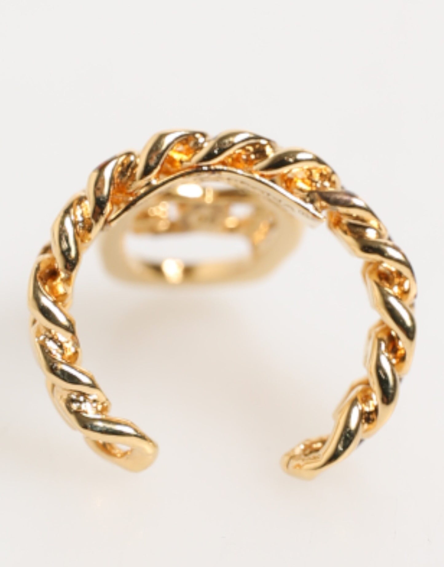 Gold Tone Brass Oval DG Logo Chain Adjustable Ring