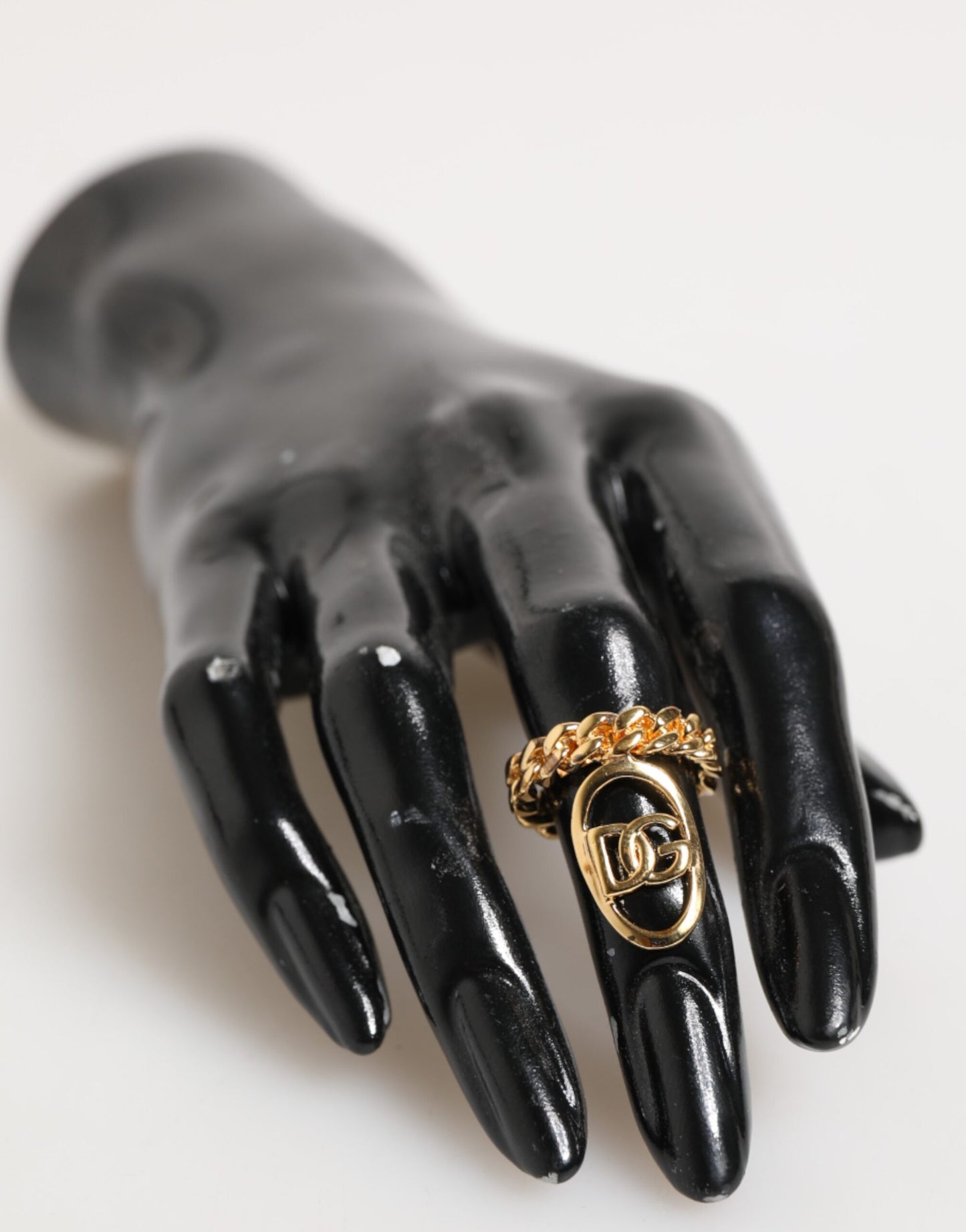 Gold Tone Brass Oval DG Logo Chain Adjustable Ring