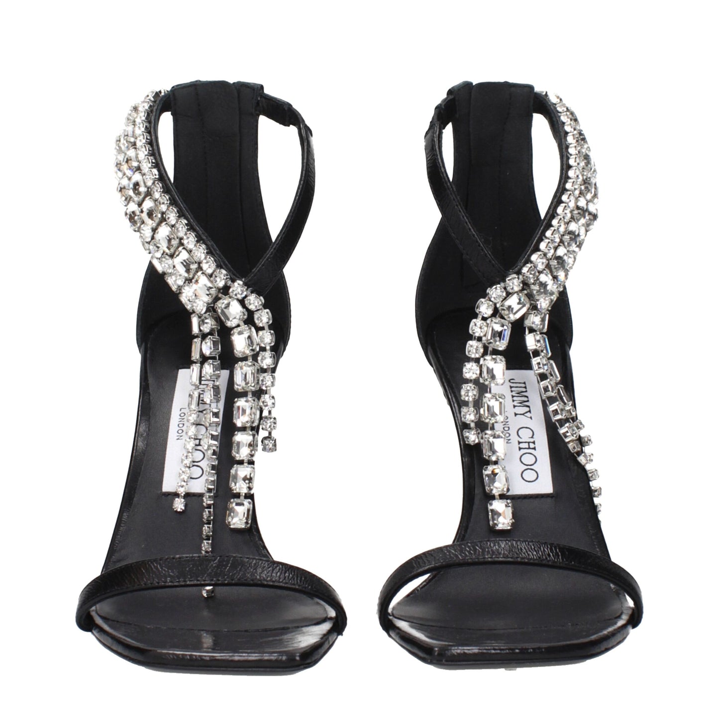 Black Leather Stiletto Heels Sandals