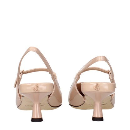 Pink Leather Mid Heel Pumps