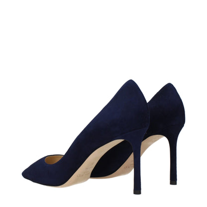Blue Leather High Heel Pumps