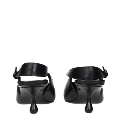 Black Leather Flat Sandals