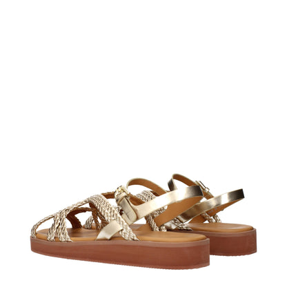 Gold Polyethylene Flat Sandals