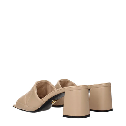 Beige Leather Slippers Sandals