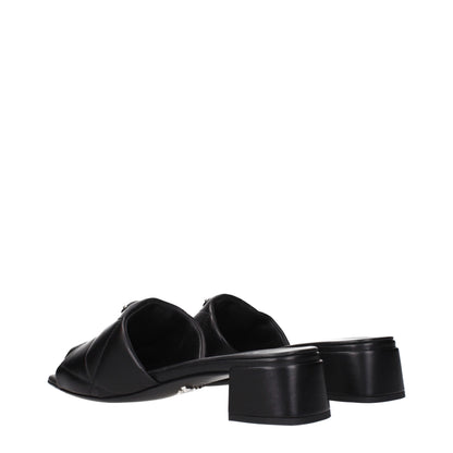 Black Leather Flat Sandals