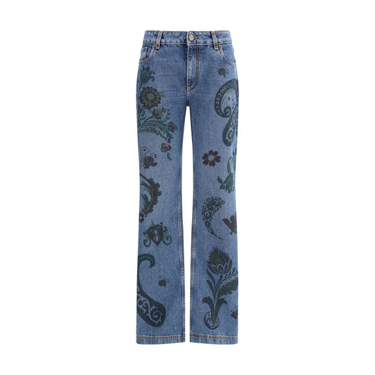 Flower and bee print flare Jeans