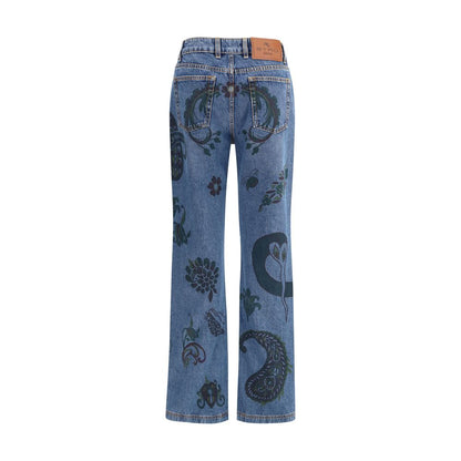 Flower and bee print flare Jeans