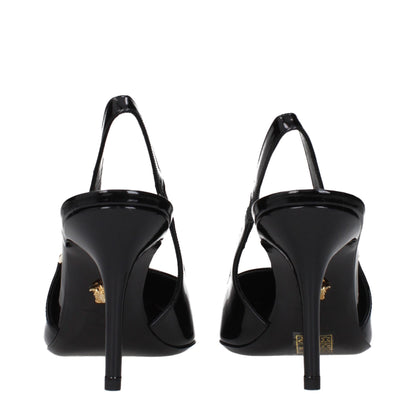 Black Leather High Heel Pumps