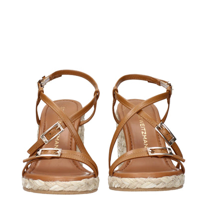 Brown Leather Wedges Sandals