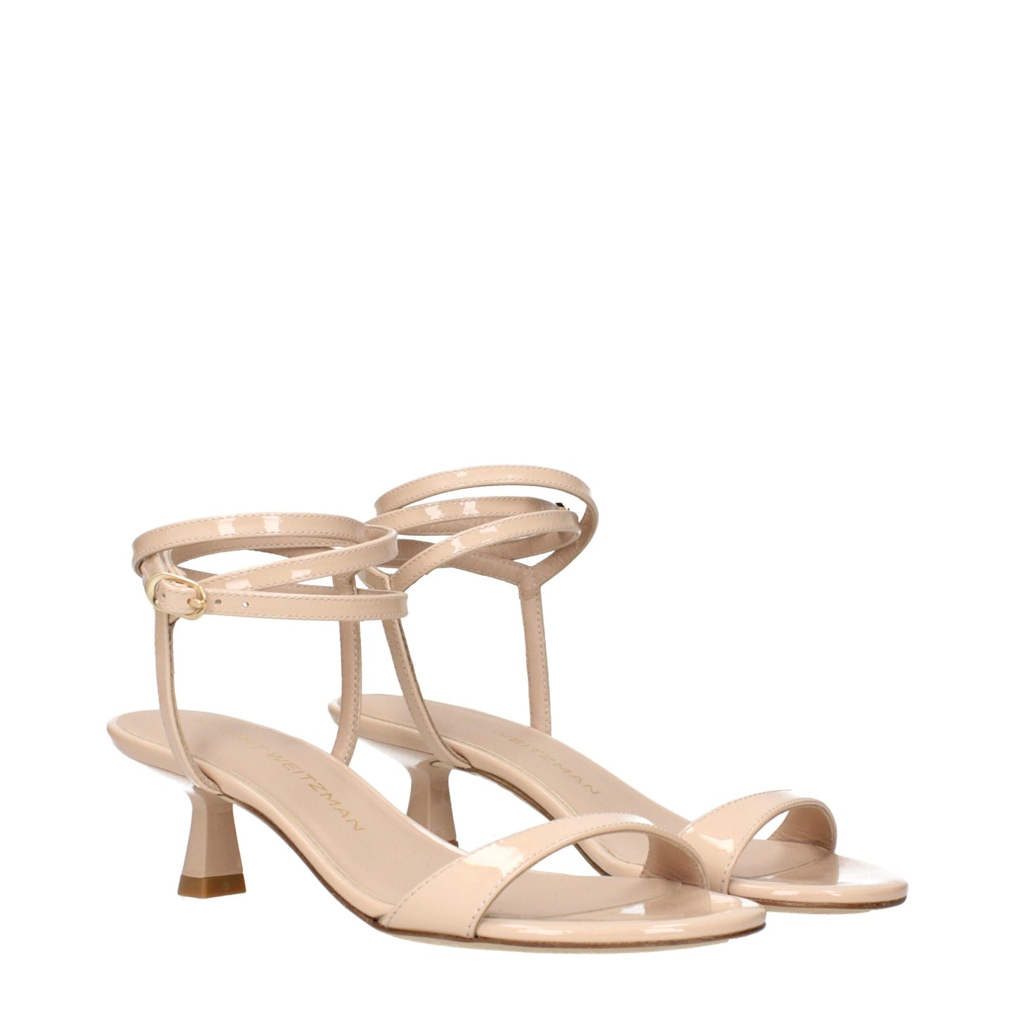 Beige Leather Stiletto Heels Sandals