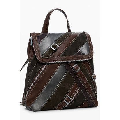 Brown Polyethylene Women Backpack