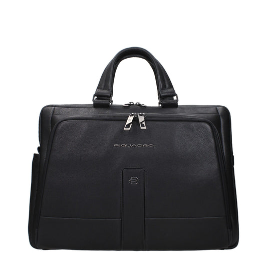 Black Leather Business And Laptop Bags