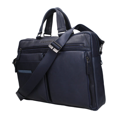 Blue Leather Business And Laptop Bags