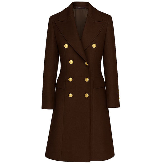 Brown Wool Women Coat