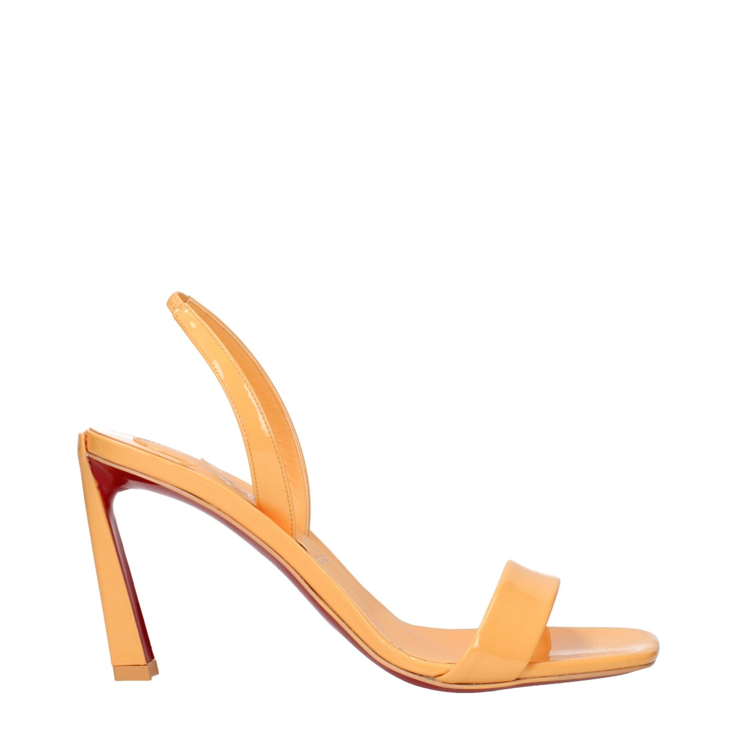 Orange Leather Stiletto Heels Sandals