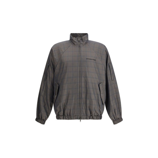 Zipped Jacket with Brown and Blue checked motif