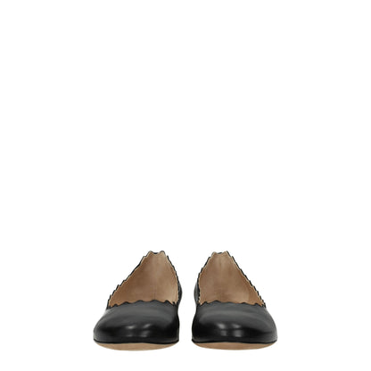Black Leather Ballet Flats