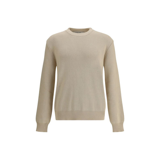 Beige ribbed-knit sweater