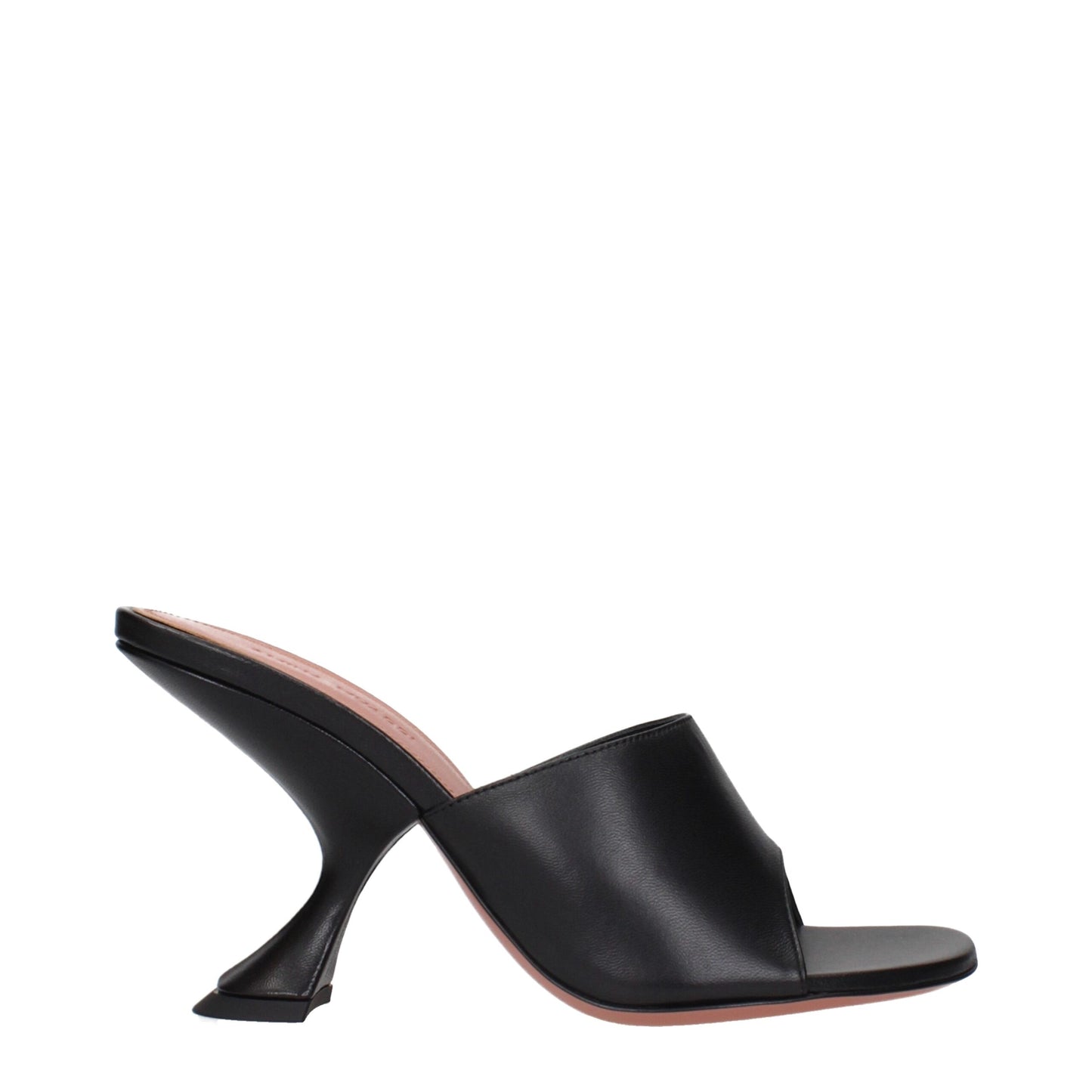 Black Leather Stiletto Heels Sandals