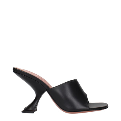 Black Leather Stiletto Heels Sandals