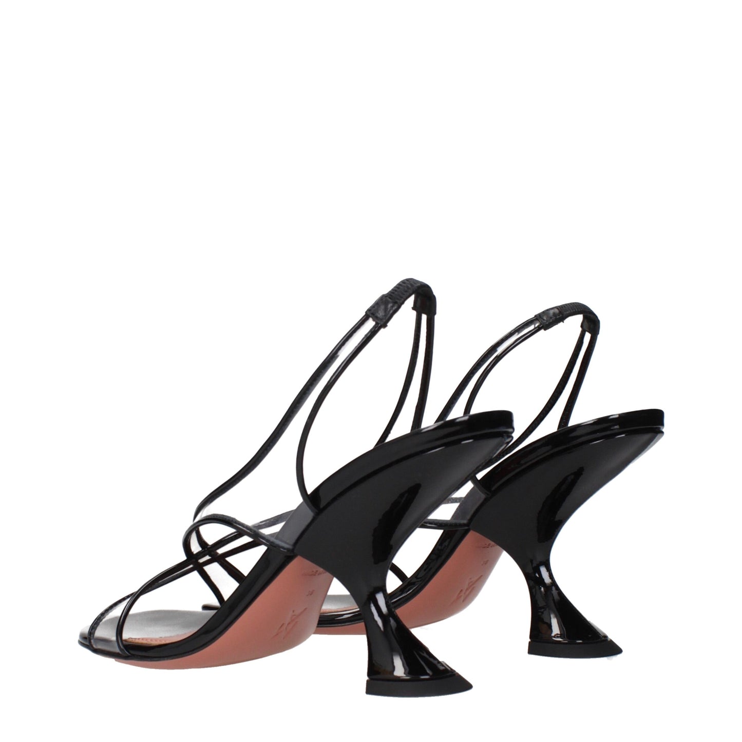 Black Leather Stiletto Heels Sandals