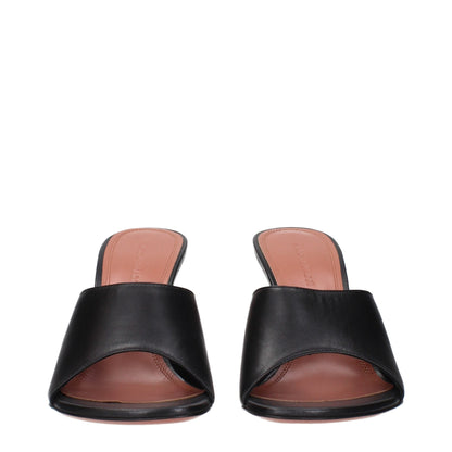 Black Leather Stiletto Heels Sandals