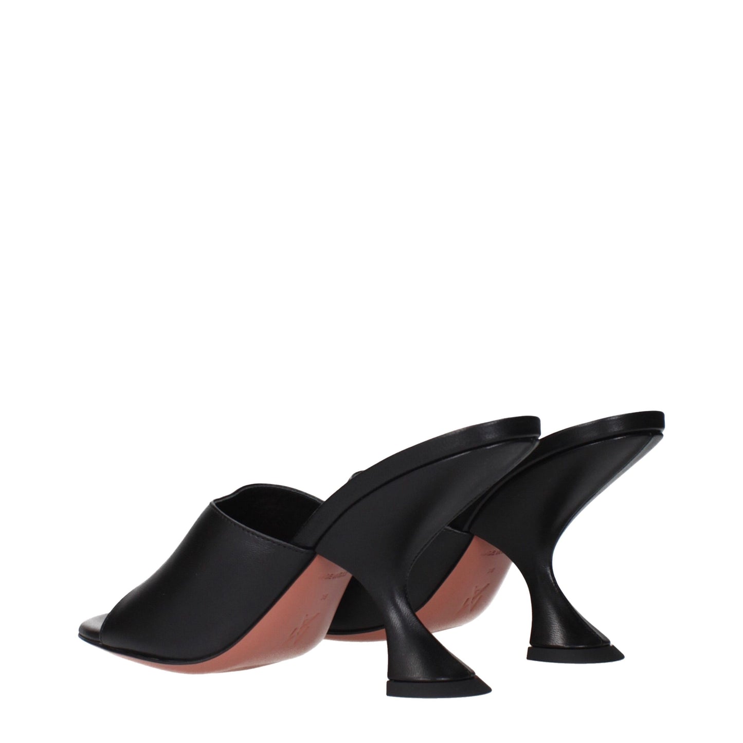 Black Leather Stiletto Heels Sandals