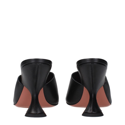 Black Leather Stiletto Heels Sandals