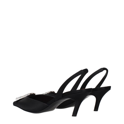 Black Satin Stiletto Heels Sandals