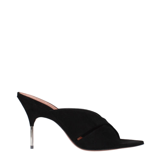 Black Leather Stiletto Heels Sandals