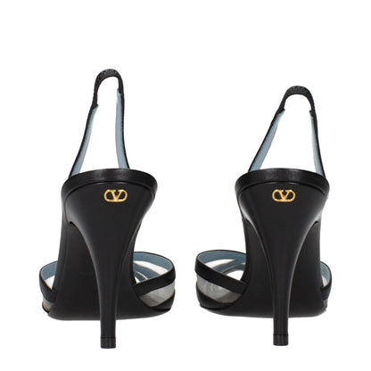 Black Leather High Heel Pumps